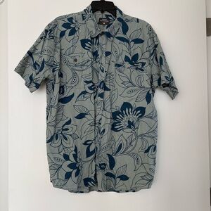 Quiksilver Waterman Men's Blue Leaf Print Shirt